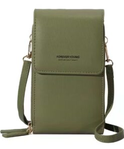 Crossbody Sling Bag 11.5 x 19 x 6cm Cellphone Pouch Touch Screen 9067 - Green