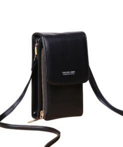 Crossbody Sling Bag Pu Leather Cellphone Pouch L090 - Black