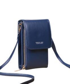 Crossbody Sling Bag Pu Leather Cellphone Pouch L090 - Blue