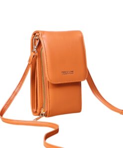 Crossbody Sling Bag Pu Leather Cellphone Pouch L090 - Brown