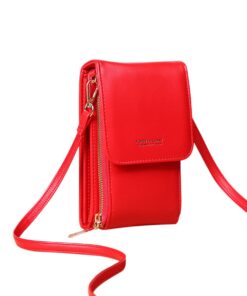 Crossbody Sling Bag Pu Leather Cellphone Pouch L090 - Red