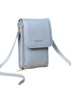 Crossbody Sling Bag Pu Leather Cellphone Pouch L090 - T-BLUE