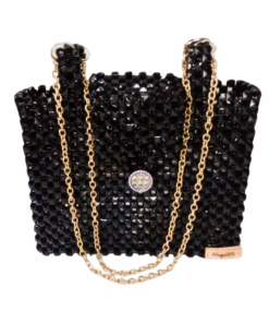 Crystal Beaded Shoulder Bag For Woman - Black