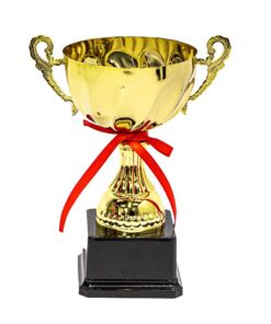 Cup Trophy + Handle with Base & Ribbon - Small