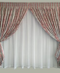 Curtain Set - 5m Crinkle O Maroon + 5m Tiny Dash Voile