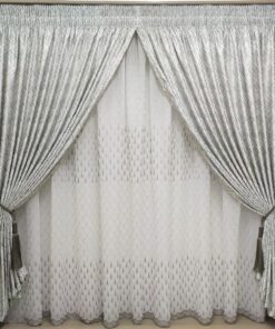 Curtain Set - 5m Dimensions Grey + 5m 1735 Linen Embroidered Voile Grey