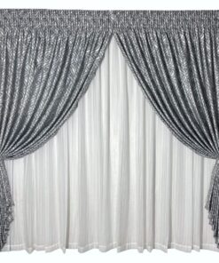 Curtain Set - 5m Infinity Grey + 5m Linen Stripe Voile White