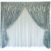 Curtain Set - 5m Woven Aqua Turquoise + 5m White Stripe Linen Voile