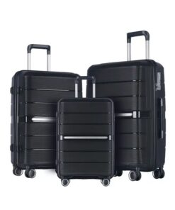Custom PP Trolley Bag 3 Piece Luggage Set Spinner 20, 24 and 28 Inch Suitcase