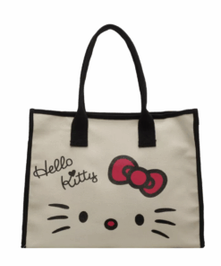 Cute Kawaii Hello Kitty White Large Capacity Canvas Shopper Tote Bag