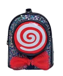 Cute Lollipop Designed Sequence Girls Backpack - Black