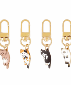 Cute Mini Cat Design Pendant Fashionable Keychain /Keyring Charm - 4 Piece