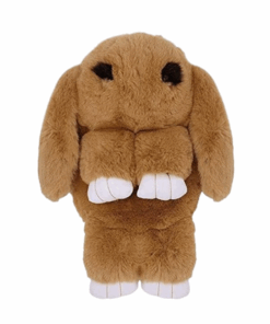 Cute Soft Bunny Sling Bag With Chain - Brown