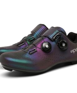 Cycling Shoes MTB Road Biking Sneaker with Sole Lock for Men Bike Ridng - Colorful Black - UK 8.5