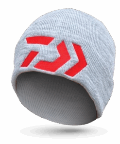 Daiwa Beanie Knitted - Grey With Red "D"