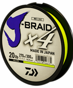 Daiwa J-Braid X4 Braided Fishing Line, 9.1KG/20LB .21MM, Colour Yellow, 270m Spool