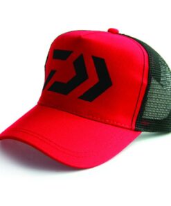 Daiwa Trucker Curve Peak Cap, Red and Black