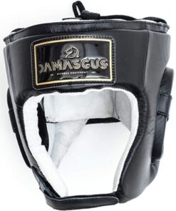 Damascus Boxing Leather Head Guard - Black (Medium)