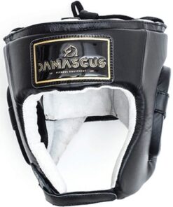Damascus Boxing Leather Head Guard - Black (Small)