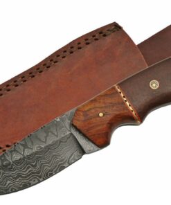 Damascus Hunter Micarta Rosewood Knife - DM1142