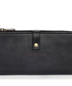 DAREhue - Large Slim Genuine Leather Ladies Wallet - 17 card slots - Black