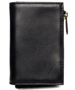 DAREhue - Small Slim Ladies Leather Wallet - 8 card slots - Black