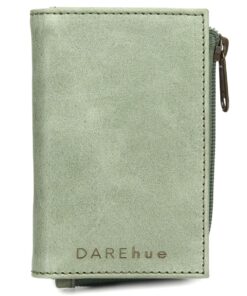 DAREhue - Small Slim Ladies Leather Wallet - 8 card slots - mint green