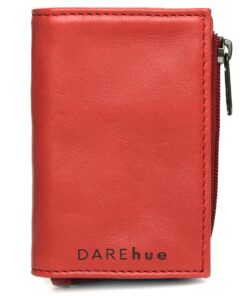 DAREhue - Small Slim Ladies Leather Wallet - 8 card slots - Red
