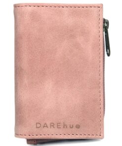 DAREhue - Small Slim Ladies Leather Wallet - 8 card slots - rose pink