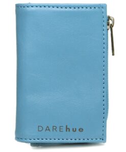 DAREhue - Small Slim Ladies Leather Wallet - 8 card slots - sky blue