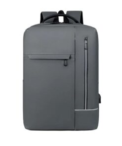 Dark Grey Laptop Zipper Backpack With Adjustable-strap