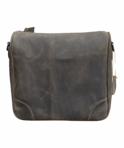 David Jones - High-Quality Leather Messenger Bag - - 36cm W x 38cm H x 18cm Thick - Grey