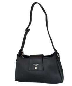 David Jones Ladies Shoulder Bag- Buckle Strap Design - Black
