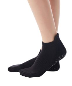 Deal Non-Slip Yoga Socks Anti-Skid Barre Fitness Socks with Grips - Black