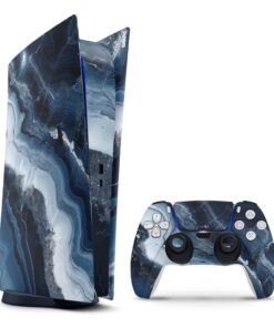 Decal Sticker Skin Compatible with PS5 Digital: Abstract Marble Blue