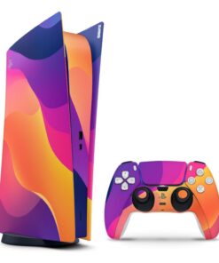 Decal Sticker Skin Compatible with PS5 Digital: Vibrant Sunset Waves