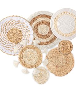 Decor Boho Round Seagrass Rattan Wicker Wall Hanging - Set of 7