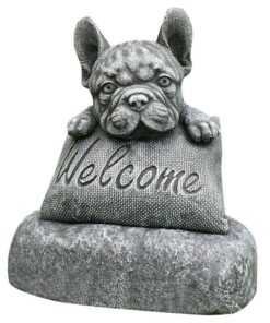 Decor Cute Resin French Bull Dog Welcome Sculpture (15cm)