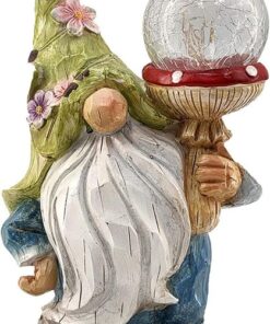 Decor Garden Resin Gnome Elf Statue Garden Ornament Solar 20cm