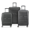 Delsey Comete Plus Hard Case 4D Wheels 3 Piece Trolley Set Luggage - Black