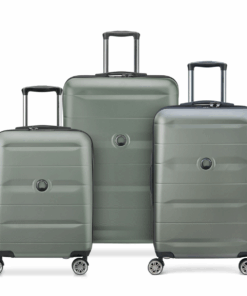 Delsey Comete Plus Hard Case 4D Wheels 3 Piece Trolley Set Luggage - Khaki