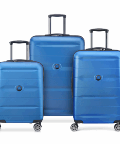 Delsey Comete Plus Hard Case 4D Wheels 3 Piece Trolley Set Luggage - Light Blue