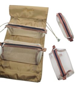 Detachable Cosmetic Bag Large Capacity Travel Makeup Bag Toiletry Organizer - Purple - Brown