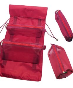 Detachable Cosmetic Bag Large Capacity Travel Makeup Bag Toiletry Organizer - Purple - Red