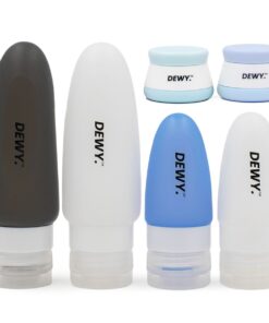 Dewy - Leakproof Silicone Travel Bottle & Cream Jar Set - 6-Piece (Blue)