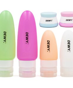 Dewy - Leakproof Silicone Travel Bottle & Cream Jar Set - 6 Piece (Multi)