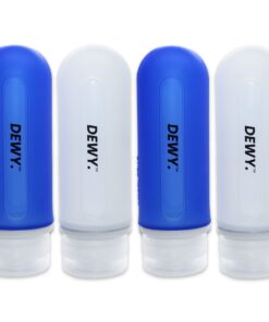 Dewy - Leakproof Silicone Travel Bottles for Toiletries (4 x 89ml, Blue)