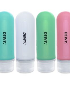 Dewy - Leakproof Silicone Travel Bottles for Toiletries (4 x 89ml, Multi)