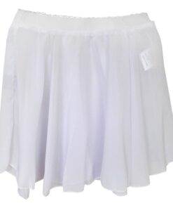 DHAO-Girls Ballet Dance Basic Pull on Chiffon Skate Skirt Dancewear White - L