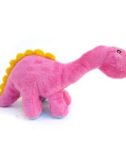 Dinosaur with Chew Sound Technology Durable Plush Squeaker Dog Toy - Pink